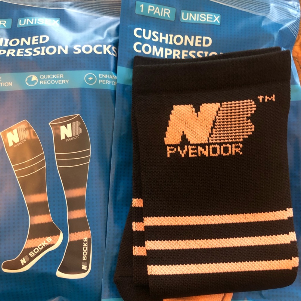 Pink black compression socks cushioned NWT 3 pair!